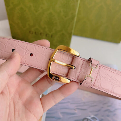High Quality Luxury Gucci Print Embossed Leather Belt – Style 74246 product detail