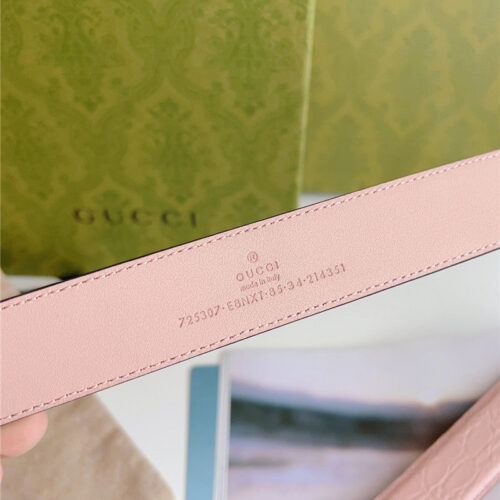 High Quality Luxury Gucci Print Embossed Leather Belt – Style 74246 product detail