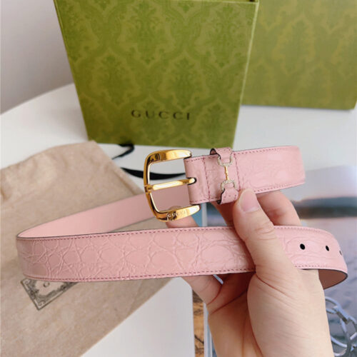 High Quality Luxury Gucci Print Embossed Leather Belt – Style 74246 product detail