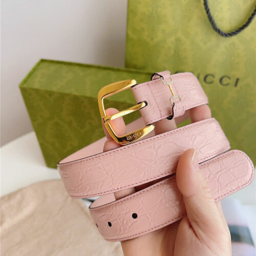 High Quality Luxury Gucci Print Embossed Leather Belt – Style 74246 product detail