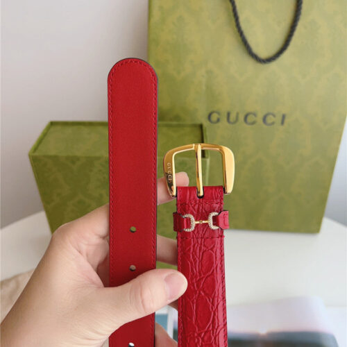High Quality Luxury Gucci Print Embossed Leather Belt – Style 07014 product detail