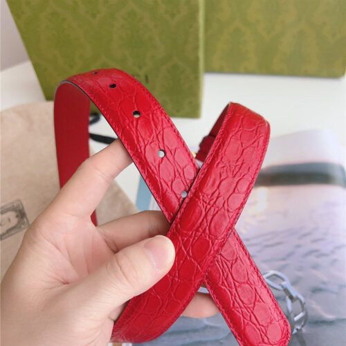 High Quality Luxury Gucci Print Embossed Leather Belt – Style 07014 product detail