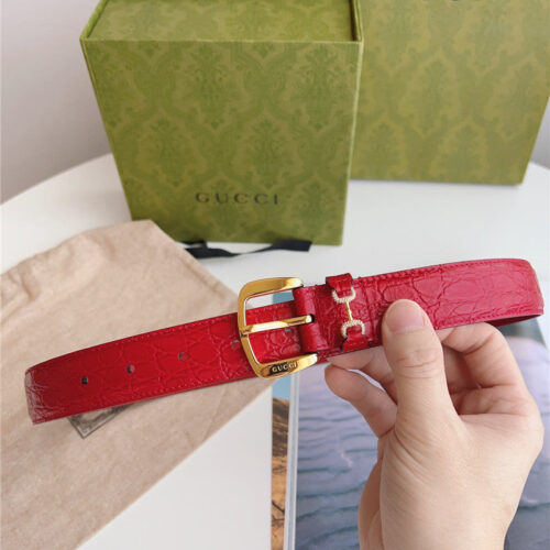 High Quality Luxury Gucci Print Embossed Leather Belt – Style 07014