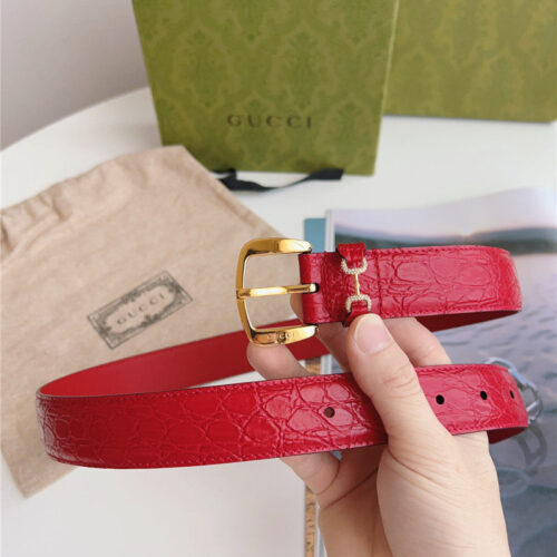 High Quality Luxury Gucci Print Embossed Leather Belt – Style 07014 product detail