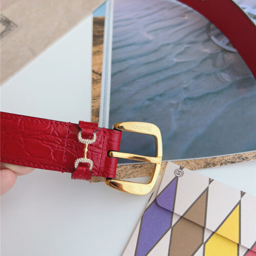 High Quality Luxury Gucci Print Embossed Leather Belt – Style 07014 product detail