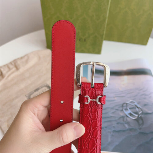 High Quality Luxury Gucci Print Embossed Leather Belt – Style 36390 product detail