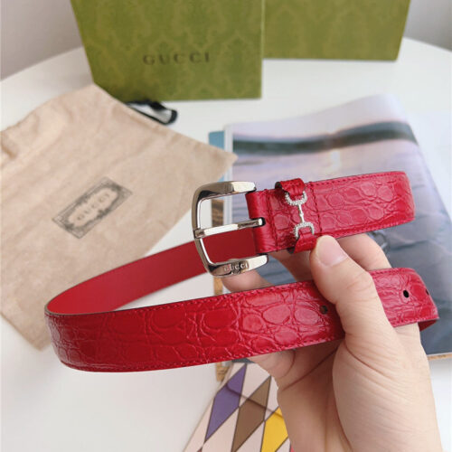 High Quality Luxury Gucci Print Embossed Leather Belt – Style 36390 product detail