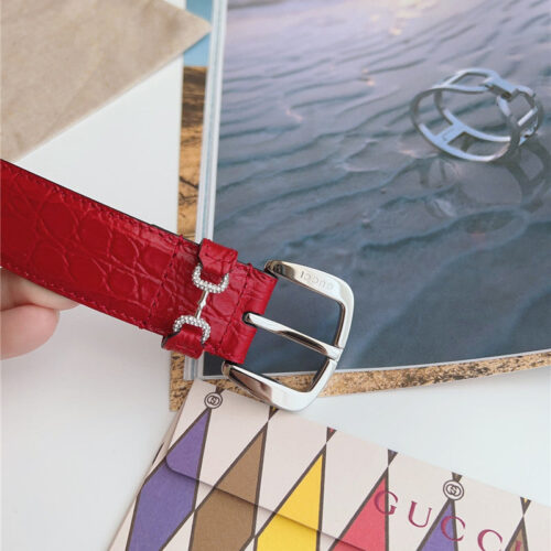 High Quality Luxury Gucci Print Embossed Leather Belt – Style 36390 product detail