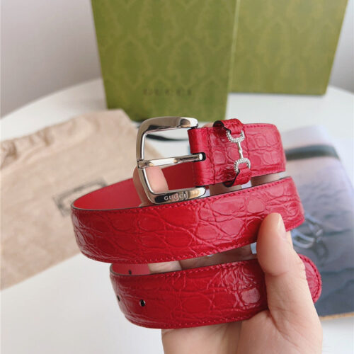 High Quality Luxury Gucci Print Embossed Leather Belt – Style 36390 product detail