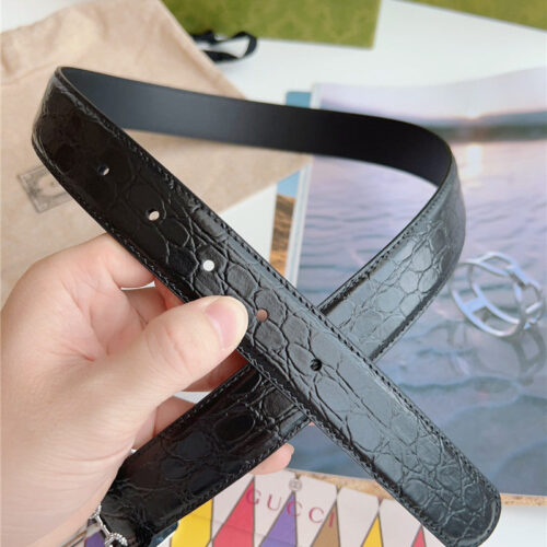 High Quality Luxury Gucci Print Embossed Leather Belt product detail