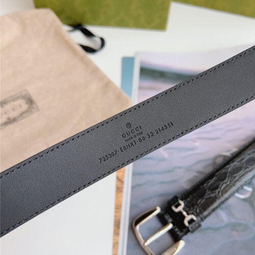 High Quality Luxury Gucci Print Embossed Leather Belt product detail