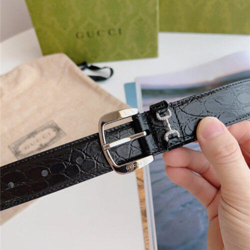 High Quality Luxury Gucci Print Embossed Leather Belt product detail