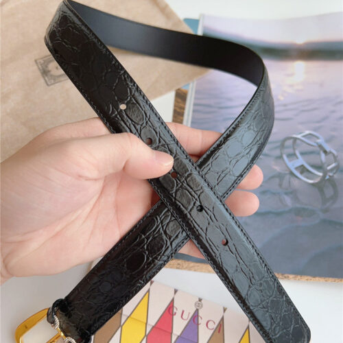 High Quality Luxury Gucci Print Embossed Leather Belt – Style 32998 product detail