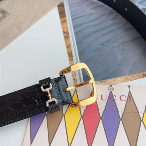 High Quality Luxury Gucci Print Embossed Leather Belt – Style 32998 product detail
