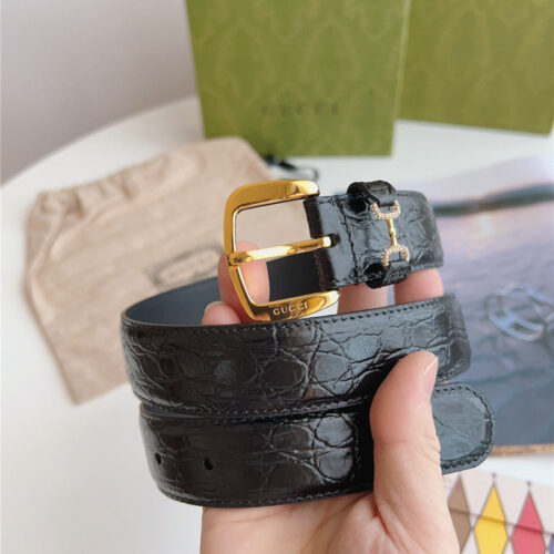 High Quality Luxury Gucci Print Embossed Leather Belt – Style 32998 product detail