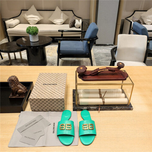 High Quality Luxury Balenciaga Flat Heel Round Toe Slide Side Slides product detail