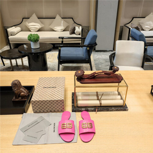 High Quality Luxury Balenciaga Flat Heel Round Toe Slide Side Slides – Style 44579 product detail
