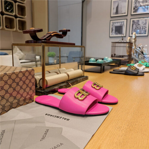 High Quality Luxury Balenciaga Flat Heel Round Toe Slide Side Slides – Style 44579 product detail
