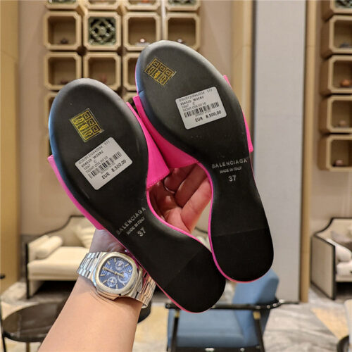 High Quality Luxury Balenciaga Flat Heel Round Toe Slide Side Slides – Style 44579 product detail