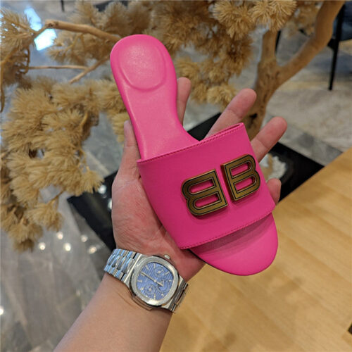 High Quality Luxury Balenciaga Flat Heel Round Toe Slide Side Slides – Style 44579 product detail