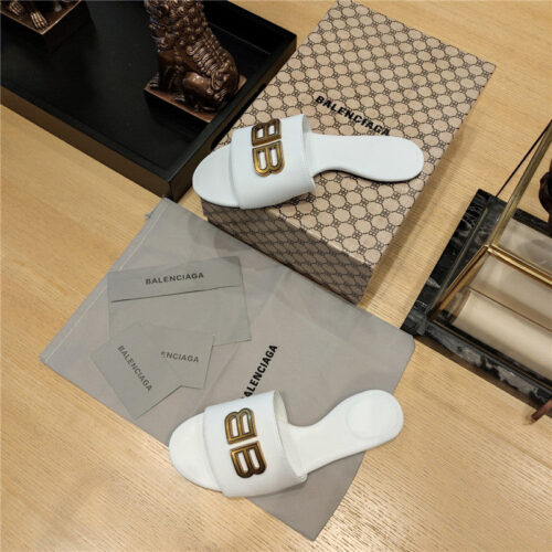 High Quality Luxury Balenciaga Flat Heel Round Toe Slide Side Slides – Style 42883 alternate view