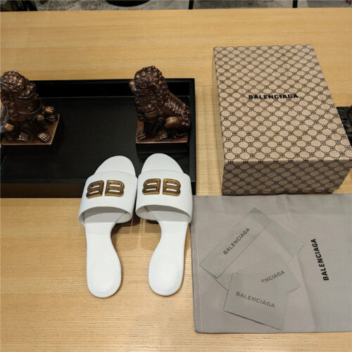 High Quality Luxury Balenciaga Flat Heel Round Toe Slide Side Slides – Style 42883 product detail