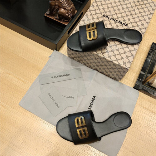 High Quality Luxury Balenciaga Flat Heel Round Toe Slide Side Slides – Style 41187 product detail