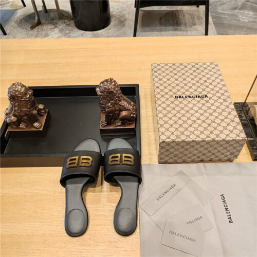 High Quality Luxury Balenciaga Flat Heel Round Toe Slide Side Slides – Style 41187 product detail