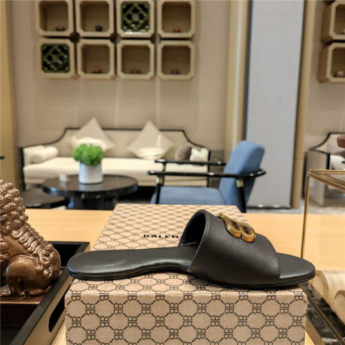 High Quality Luxury Balenciaga Flat Heel Round Toe Slide Side Slides – Style 41187 product detail