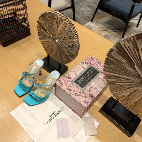 High Quality Luxury Jimmy Choo Blue Color Block Hot Diamond Wedding Shoes – Style 09431 product detail