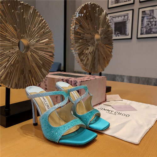 High Quality Luxury Jimmy Choo Blue Color Block Hot Diamond Wedding Shoes – Style 09431 alternate view