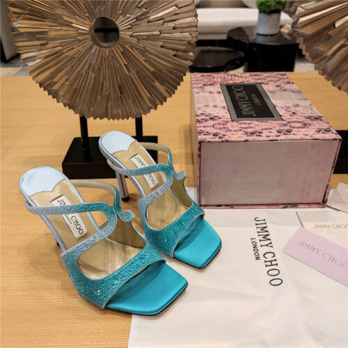 High Quality Luxury Jimmy Choo Blue Color Block Hot Diamond Wedding Shoes – Style 09431