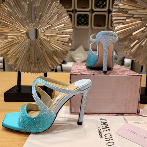 High Quality Luxury Jimmy Choo Blue Color Block Hot Diamond Wedding Shoes – Style 09431 product detail