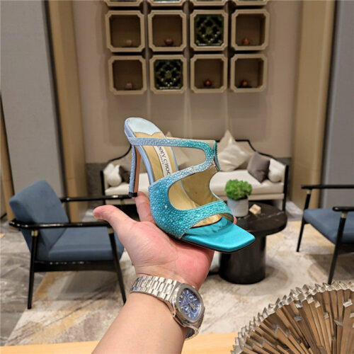 High Quality Luxury Jimmy Choo Blue Color Block Hot Diamond Wedding Shoes – Style 09431 product detail