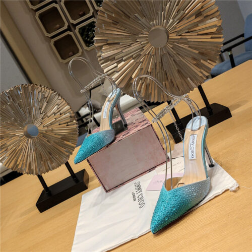 High Quality Luxury Jimmy Choo Blue Color Block Hot Diamond Wedding Shoes – Style 73271 product detail