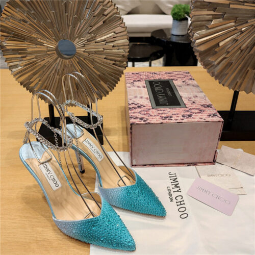 High Quality Luxury Jimmy Choo Blue Color Block Hot Diamond Wedding Shoes – Style 73271 product detail