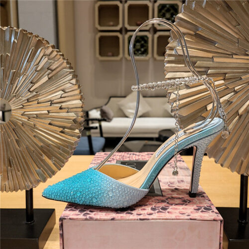 High Quality Luxury Jimmy Choo Blue Color Block Hot Diamond Wedding Shoes – Style 73271 product detail