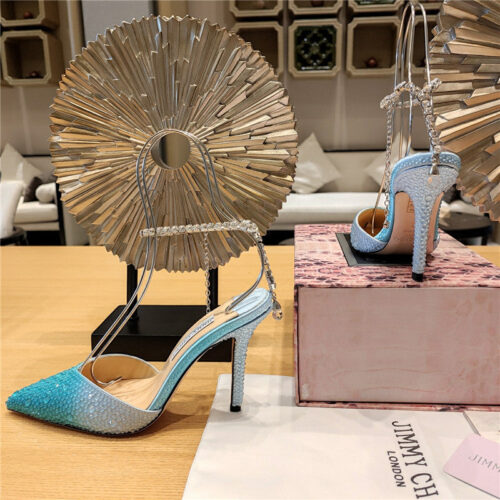 High Quality Luxury Jimmy Choo Blue Color Block Hot Diamond Wedding Shoes – Style 73271 product detail