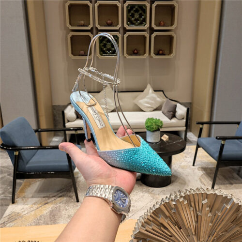 High Quality Luxury Jimmy Choo Blue Color Block Hot Diamond Wedding Shoes – Style 73271 product detail