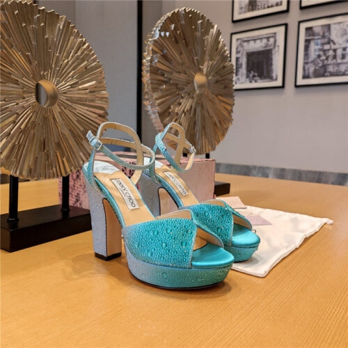 High Quality Luxury Jimmy Choo Blue Color Block Hot Diamond Wedding Shoes – Style 35415 product detail