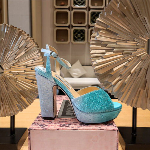 High Quality Luxury Jimmy Choo Blue Color Block Hot Diamond Wedding Shoes – Style 35415 product detail