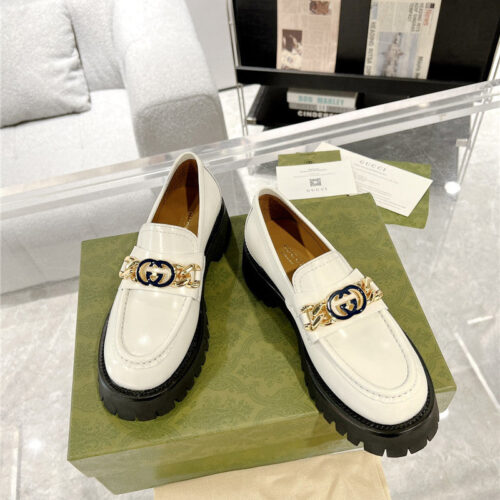 High Quality Luxury Gucci New Double GG Hardware Platform Loafers – Style 03507