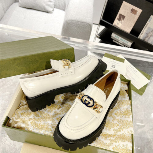 High Quality Luxury Gucci New Double GG Hardware Platform Loafers – Style 03507 product detail