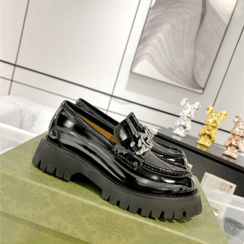High Quality Luxury Gucci New Double GG Hardware Platform Loafers – Style 01811 product detail