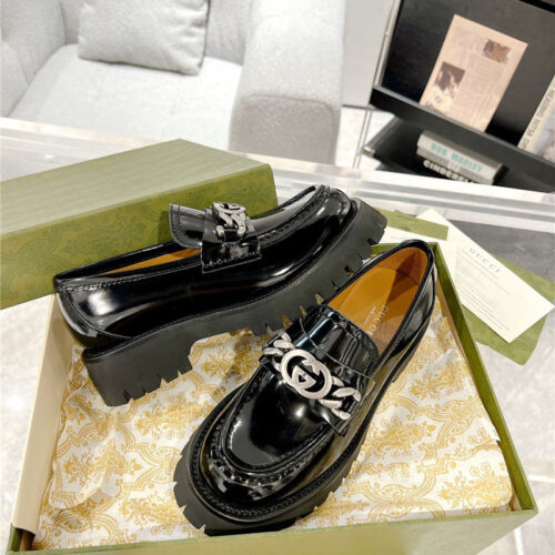 High Quality Luxury Gucci New Double GG Hardware Platform Loafers – Style 01811 product detail