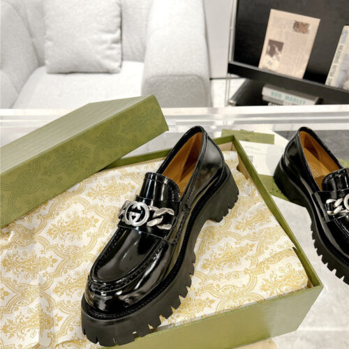 High Quality Luxury Gucci New Double GG Hardware Platform Loafers – Style 01811 product detail