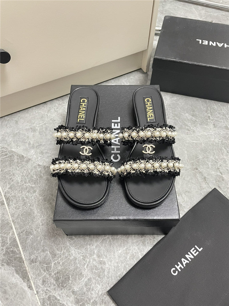 High Quality Luxury Chanel New Pearl Buckle Slippers product detail