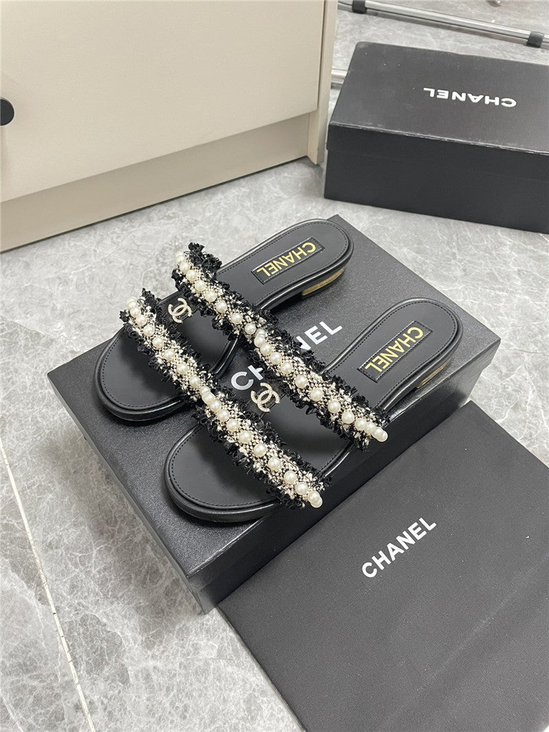 High Quality Luxury Chanel New Pearl Buckle Slippers product detail