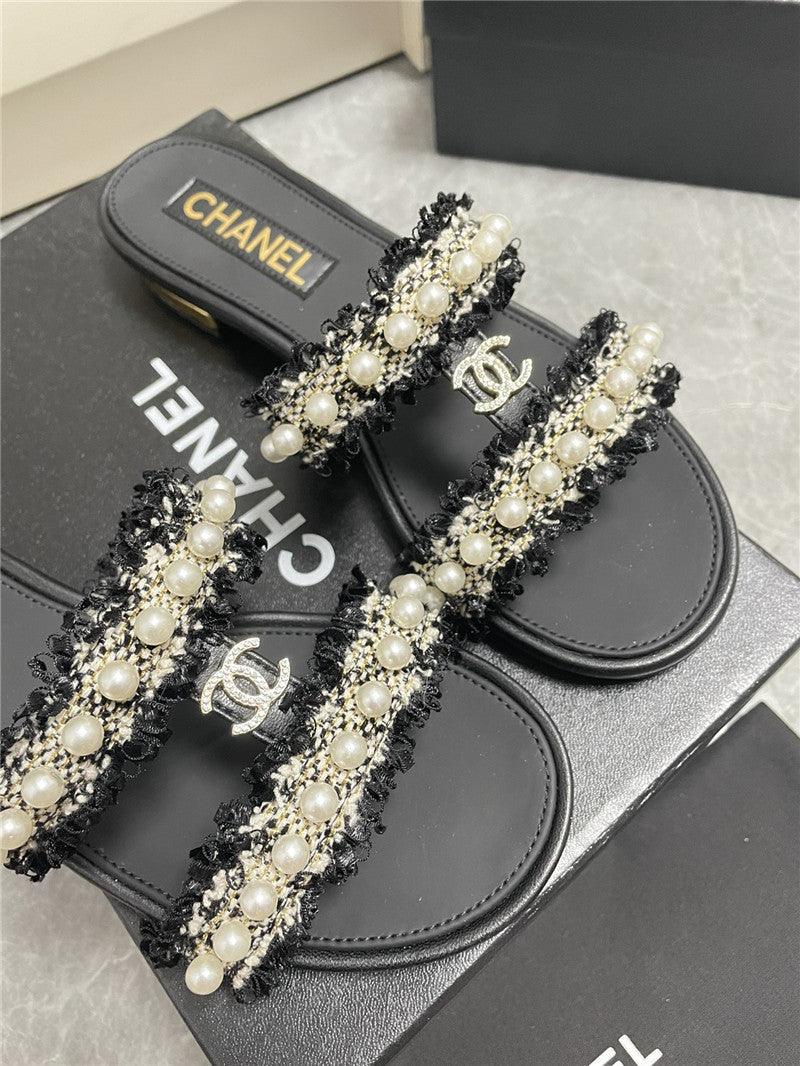 High Quality Luxury Chanel New Pearl Buckle Slippers product detail