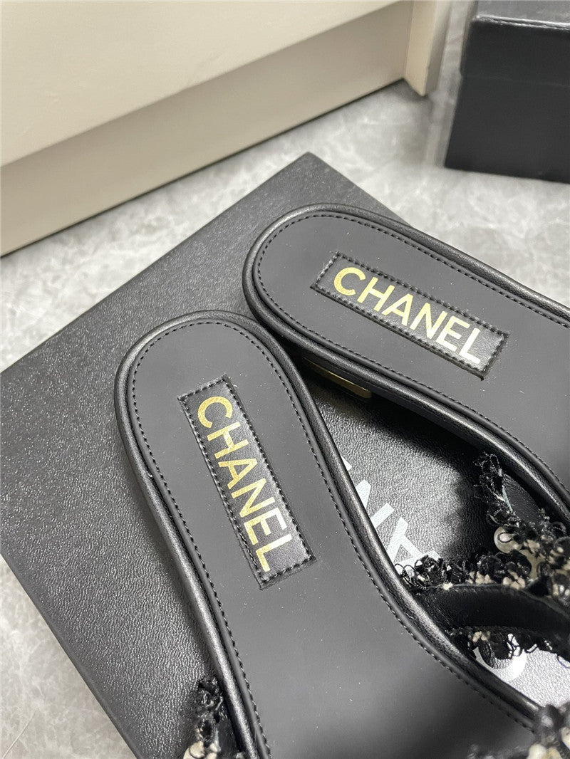 High Quality Luxury Chanel New Pearl Buckle Slippers product detail